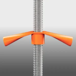 Closeup of the threaded rod and wing-nut